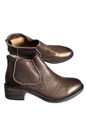 Modern Vintage Metallic Brown Chelsea Ankle Boots 38.5 /8.5